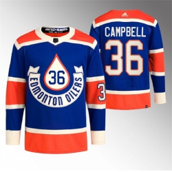 Men Edmonton Oilers 36 Jack Campbell 2023 Royal Heritage Classic Primegreen Stitched Jersey