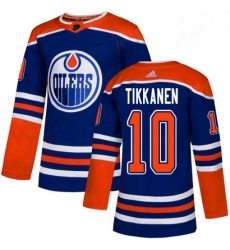 Mens Adidas Edmonton Oilers 10 Esa Tikkanen Premier Royal Blue Alternate NHL Jersey 