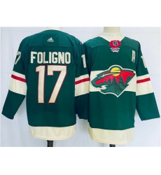 Men Minnesota Wild 17 Marcus Foligno Green Stitched Jersey