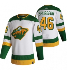 Men Minnesota Wild 46 Jared Spurgeon White Adidas 2020 21 Reverse Retro Alternate NHL Jersey