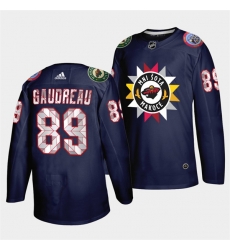 Men Minnesota Wild 89 Frederick Gaudreau 2021 22 Navy Native American Heritage Day Stitched Jersey