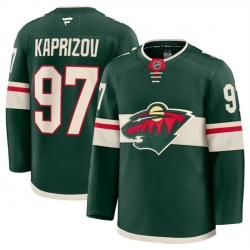 Men Minnesota Wild 97 Kirill Kaprizov Green 2024 25 Home Stitched Hockey Jersey