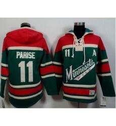 Minnesota Wild #11 Zach Parise Green Red Sawyer Hooded Sweatshirt Stitched NHL Jersey