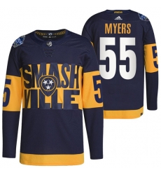 Men Nashville Predators 55 Philippe Myers 2022 Navy Stadium Series Breakaway Player Stitched Jersey