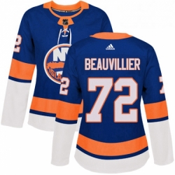 Womens Adidas New York Islanders 72 Anthony Beauvillier Authentic Royal Blue Home NHL Jersey 