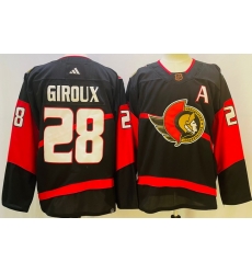 Men Ottawa Senators 28 Claude Giroux Black 2022 23 Reverse Black Stitched Jersey