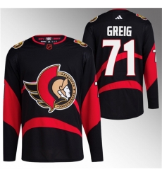 Men Ottawa Senators 71 Ridly Greig Black Reverse Retro Stitched Jersey