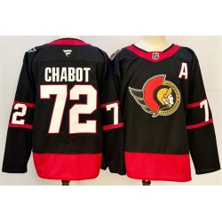 Men Ottawa Senators 72 Thomas Chabot Black 2024 25 With C Patch Home Stitched Jersey