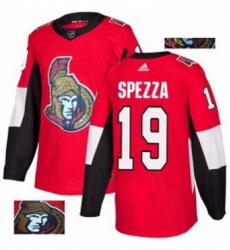 Mens Adidas Ottawa Senators 19 Jason Spezza Authentic Red Fashion Gold NHL Jersey 