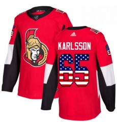 Mens Adidas Ottawa Senators 65 Erik Karlsson Authentic Red USA Flag Fashion NHL Jersey 