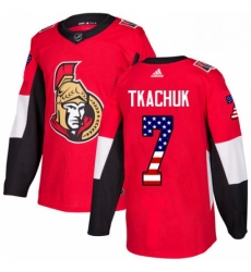 Mens Adidas Ottawa Senators 7 Brady Tkachuk Authentic Red USA Flag Fashion NHL Jersey 