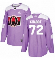 Mens Adidas Ottawa Senators 72 Thomas Chabot Authentic Purple Fights Cancer Practice NHL Jersey 