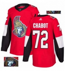 Mens Adidas Ottawa Senators 72 Thomas Chabot Authentic Red Fashion Gold NHL Jersey 