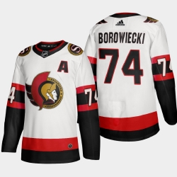 Ottawa Senators 74 Mark Borowiecki Men Adidas 2020 21 Authentic Player Away Stitched NHL Jersey White