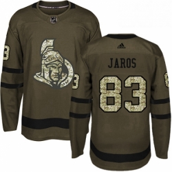 Youth Adidas Ottawa Senators 83 Christian Jaros Authentic Green Salute to Service NHL Jersey 