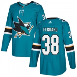 Men San Jose Sharks 38 Mario Ferraro Adidas Home Authentic Teal Jersey