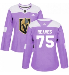 Womens Adidas Vegas Golden Knights 75 Ryan Reaves Authentic Purple Fights Cancer Practice NHL Jersey 