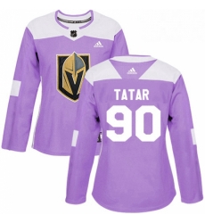 Womens Adidas Vegas Golden Knights 90 Tomas Tatar Authentic Purple Fights Cancer Practice NHL Jersey 