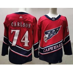 Men Washington Capitals 74 John Carlson Red 2020 21 Reverse Retro Adidas Jersey