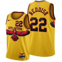 Men Atlanta Hawks 22 Cam Reddish 2021 22 Yellow City Edition Stitched Jersey