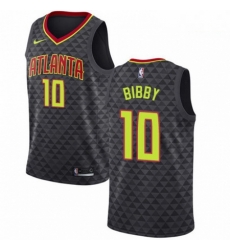 Mens Nike Atlanta Hawks 10 Mike Bibby Authentic Black Road NBA Jersey Icon Edition