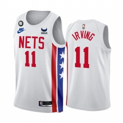 Men Brooklyn Nets 11 Kyrie Irving 2022 23 White With Patch Classic Edition With NO 6 Patch Stitched Basketball Jersey