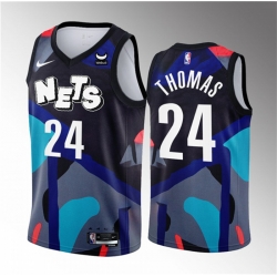 Men Brooklyn Nets 24 Cam Thomas Black 2023 24 City Edition Stitched Basketball Jersey