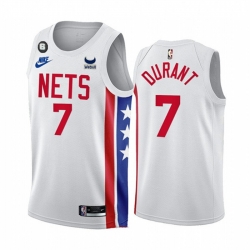 Men Brooklyn Nets 7 Kevin Durant 2022 23 White With Patch Classic Edition With NO 6 Patch Stitched Basketball Jersey