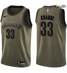 Youth Nike Brooklyn Nets 33 Allen Crabbe Swingman Green Salute to Service NBA Jersey 