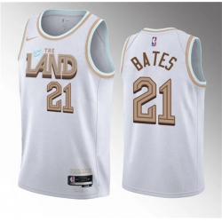 Men Cleveland Cavaliers 21 Emoni Bates White 2023 Draft City Edition Stitched Jersey