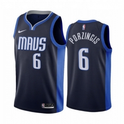 Men Dallas Mavericks 6 Kristaps Porzingis Navy NBA Swingman 2020 21 Earned Edition Jersey