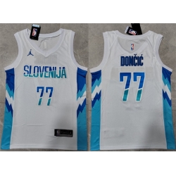 Men Dallas Mavericks 77 Luka Doncic White Stitched Jersey