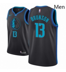 Men NBA 2018 19 Dallas Mavericks 13 Jalen Brunson City Edition Anthracite Jersey 