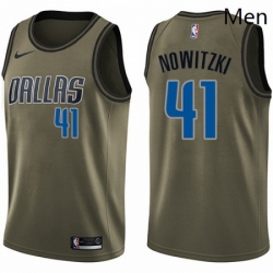 Mens Nike Dallas Mavericks 41 Dirk Nowitzki Swingman Green Salute to Service NBA Jersey