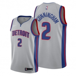 Men Detroit Pistons 2 Cade Cunningham Gray Jersey 2021 NBA Jersey