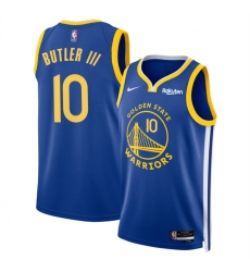 Men Golden State Warriors 10 Jimmy Bulter III Blue 2025 Icon Edition Stitched Basketball Jersey