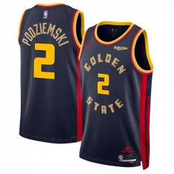 Men Golden State Warriors 2 Brandin Podziemski Navy 2024 25 City Edition Stitched Basketball Jersey