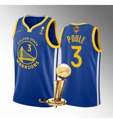 Men's Golden State Warriors #3 Jordan Poole 2022 Royal NBA Finals Champions Stitched Jersey