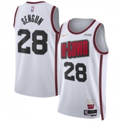 Men Houston Rockets 28 Alperen  u015Eeng FCn White 2024 25 City Edition Stitched Jersey