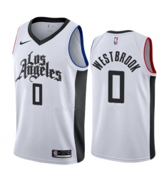 Men Los Angeles Clippers 0 Russell Westbrook White City Edition Stitched Jersey