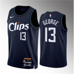 Men Los Angeles Clippers 13 Paul George Navy 2023 24 City Edition Stitched Jersey