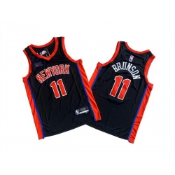 Men New Yok Knicks 11 Jalen Brunson Black Stitched Basketball Jersey