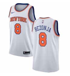 Mens Nike New York Knicks 8 Mario Hezonja Swingman White NBA Jersey Association Edition 