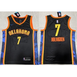 Men Oklahoma City Thunder 7 Chet Holmgren Black 2024 City Edition Stitched Basketball Jersey