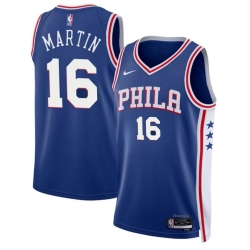 Men Philadelphia 76ers 16 Caleb Martin Royal Icon Edition Stitched Jersey