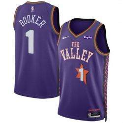 Men Phoenix Suns 1 Devin Booker Purple 2024 25 City Edition Stitched Basketball Jersey