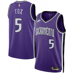 Men Sacramento Kings 5 De 27Aaron Fox Purple 2024 25 Classic Edition Swingman Stitched Basketball Jersey