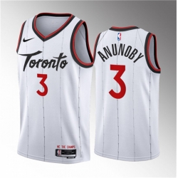 Men Toronto Raptors 3 O G  Anunoby White 2023 24 Association Edition Stitched Basketball Jersey