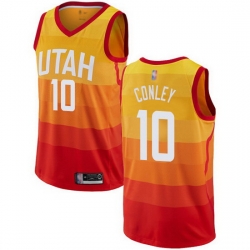 Jazz  10 Mike Conley Orange Basketball Swingman City Edition Jersey