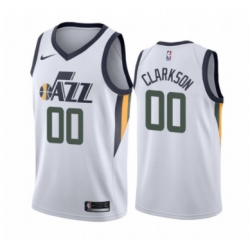 Men Utah Jazz 00 Jordan Clarkson White Association Edition Swingman Stitched Jersey